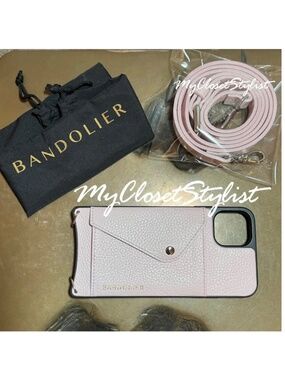 BANDOLIER 11 Pro Max Hailey Crossbody Strap Wallet Case NEW SET! Pink Leather